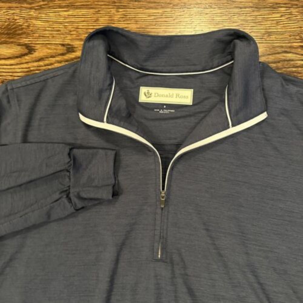 Donald Ross Quarter Zip Pullover Mens Small Navy Blue Heathered Golf Long Sleeve